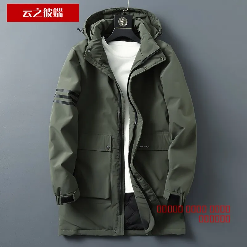 

Men's Mid-Length Fce-Lined Cotton Jaet Autumn Winter plus Size Workwear Sle Windbreaker Coat Faionable Urban Sle