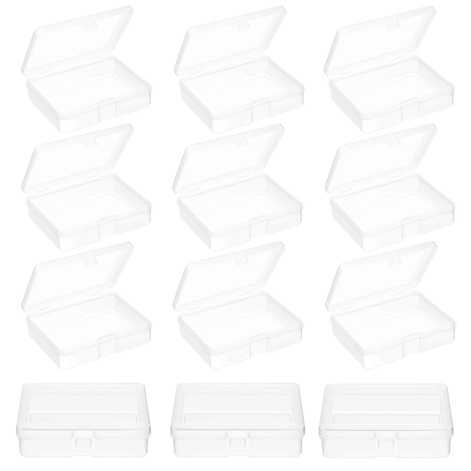 

24 Pcs Clear Plastic Cases Square Containers Bead Storage Mini Pp Boxes Jewelry Packing Hardware Box Small Items Lightweight