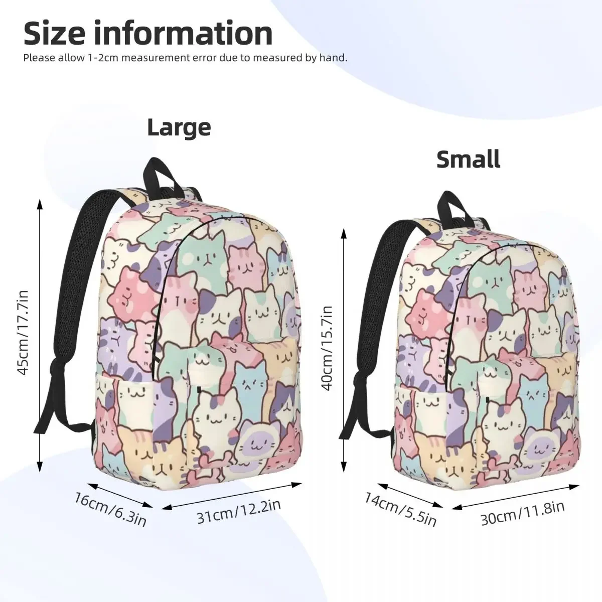 Men Women Backpack Large Capacity School Backpack for Student Cute Cats School Bag