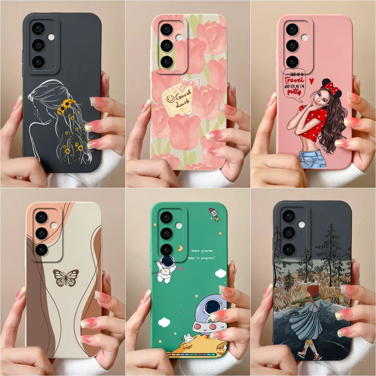 For Samsung Galaxy S24 Ultra FE S 24ultra Phone Cover Cases Popular Butterfly Pattern Liquid Soft Screen Protector Fundas Bumper