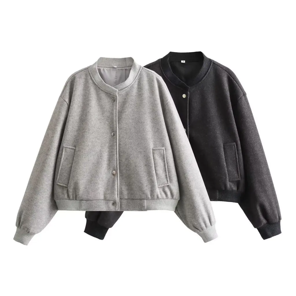

Women's Loose Casual Baseball Uniform Cardigan Jacket Autumn Winter New Style A14056 Cross-Border Amazon Fashion Top