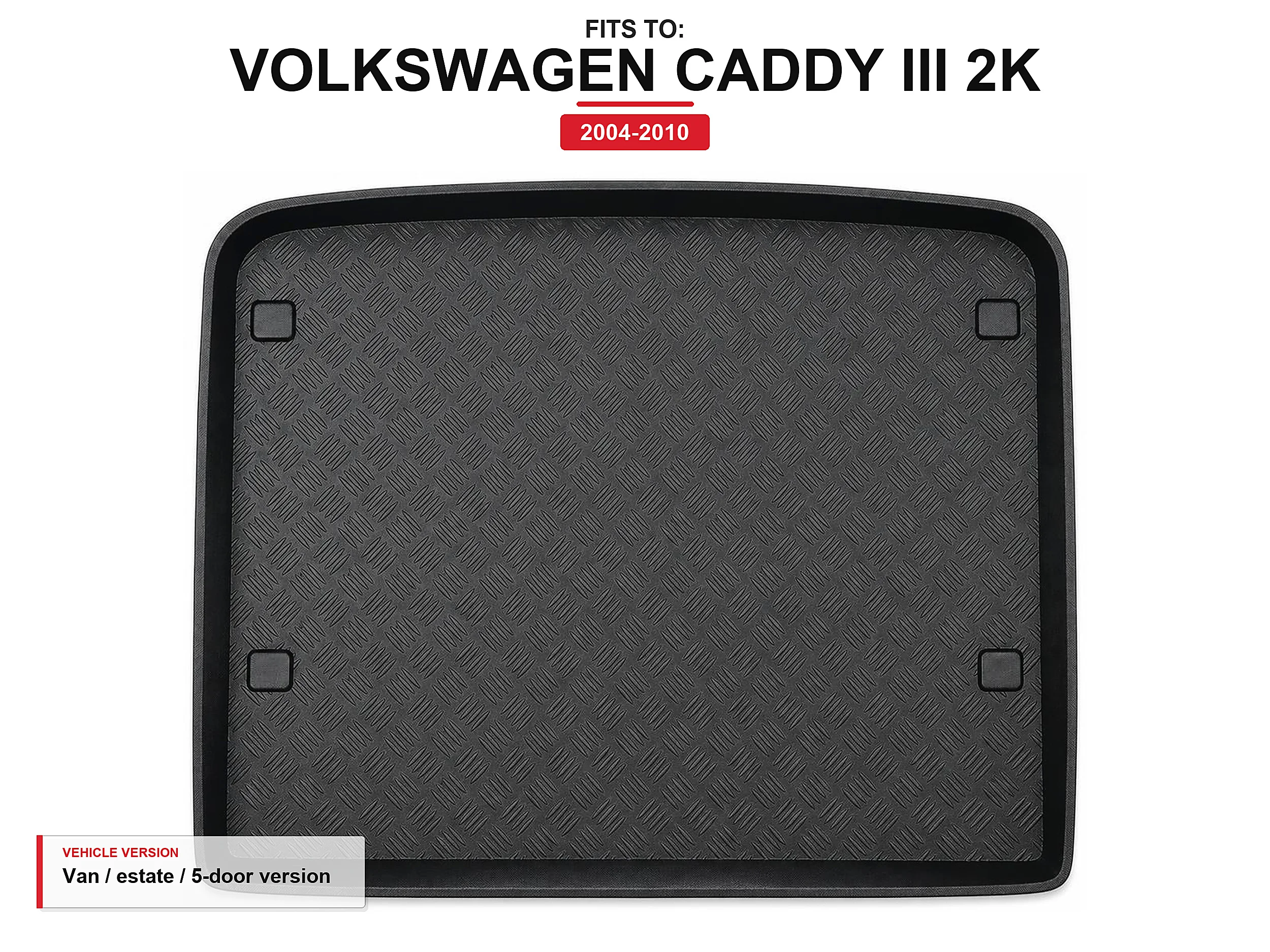 Kofferbakmat met lip voor: Volkswagen Caddy Iii 2K 2004-2010 bestelwagen