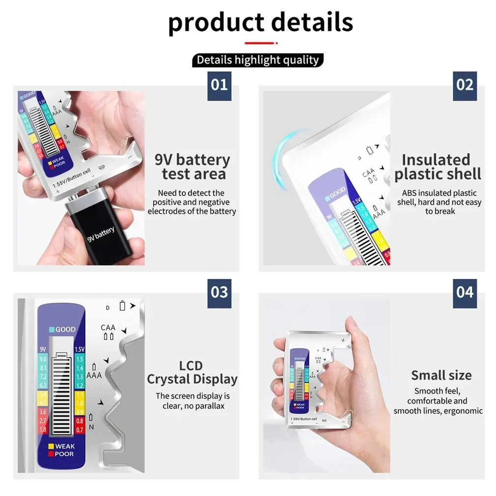 BT-886 LCD Display Digitale Batterij Tester 9V 1.5V Knoopcel Batterij Capaciteit Check Detector Capaciteit Diagnostic Tool
