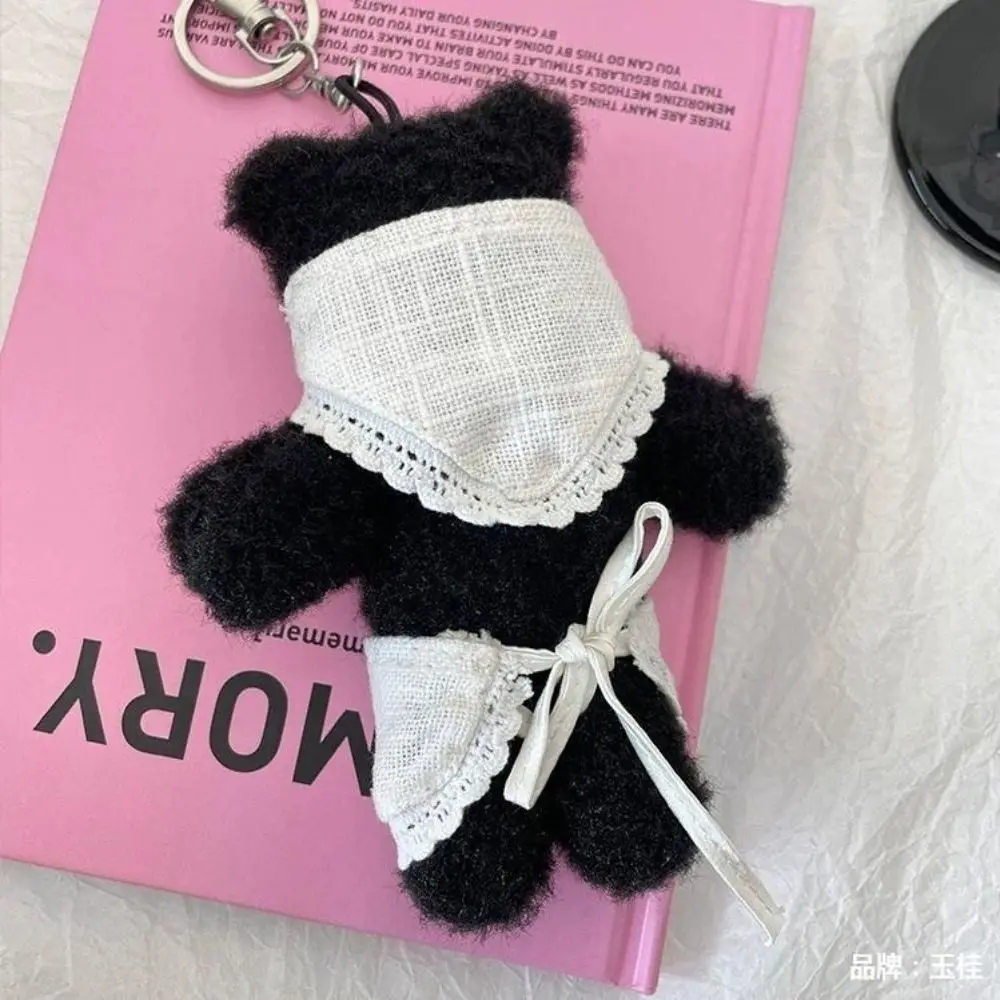 Black Apron Bear Bear Plush Keychain Plush Stuffed PP Cotton Apron Bear Plush Doll Fluffy Exquisite Bear Plush Pendant