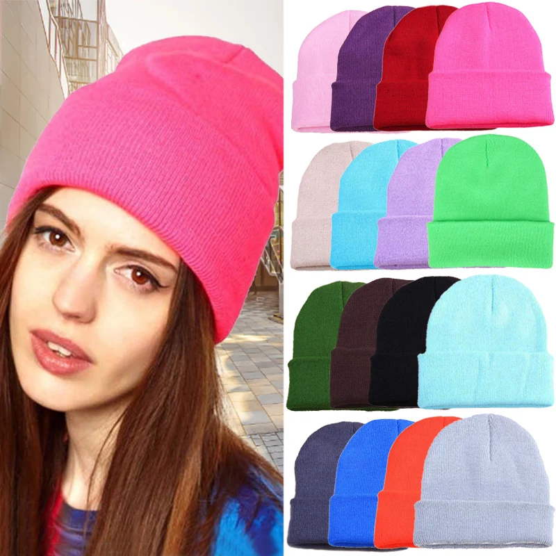 Winter Hats For Women Men Beanies Candy Color Knitted Wool Cap Kpop Fashion Beanie Caps warm Bonnet Ladies Harajuku Beanie Hats