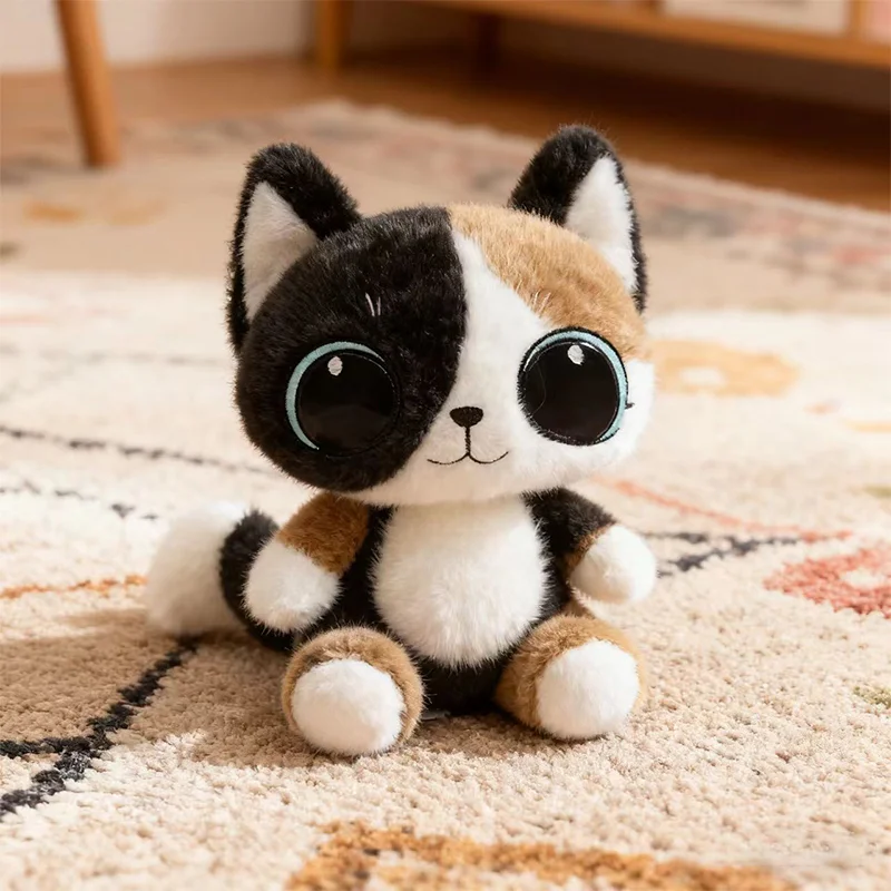 23CM 귀여운 실물 같은 링롱 고양이 인형 귀여운 만화 큰 눈 인형 부드러운 동반자 수면 포옹 베개 아이 아기 생일 선물