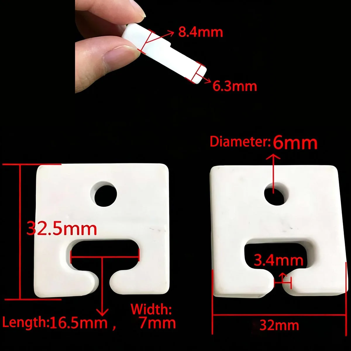 20pcs Alumina Ceramic Yarn Guide Hook, U-shaped Square Ceramic Eye Textile Spare Parts for Weaving Machines