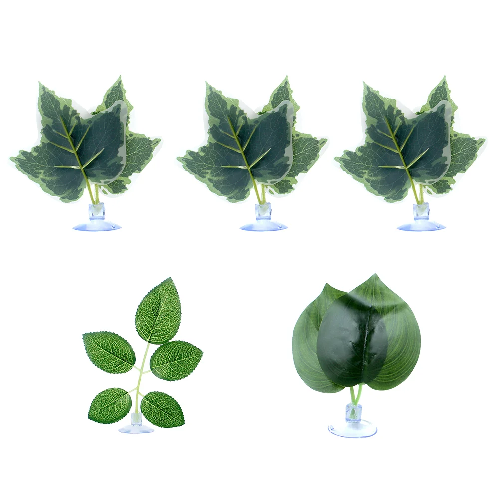 

5 Pcs Simulated Leaf Reptile Tank Decor Artificial Plant for Terrarium Cage Landscaping Safe Material Cup Easy