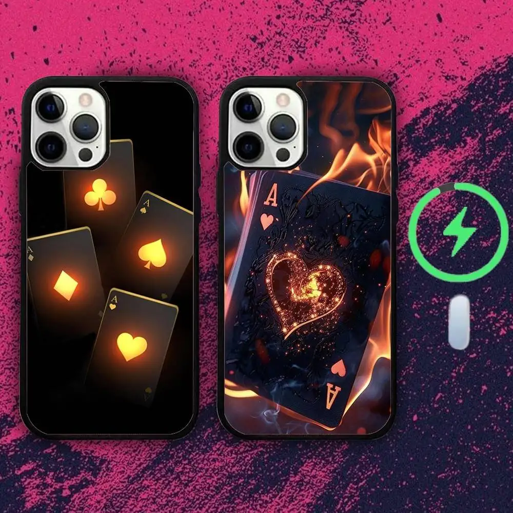 

Poker Playing Cards Phone Case For iPhone 16e,16,15,14,13,12,11,Plus,Pro,Max,Mini Magsafe Magnetic Wireless Charging