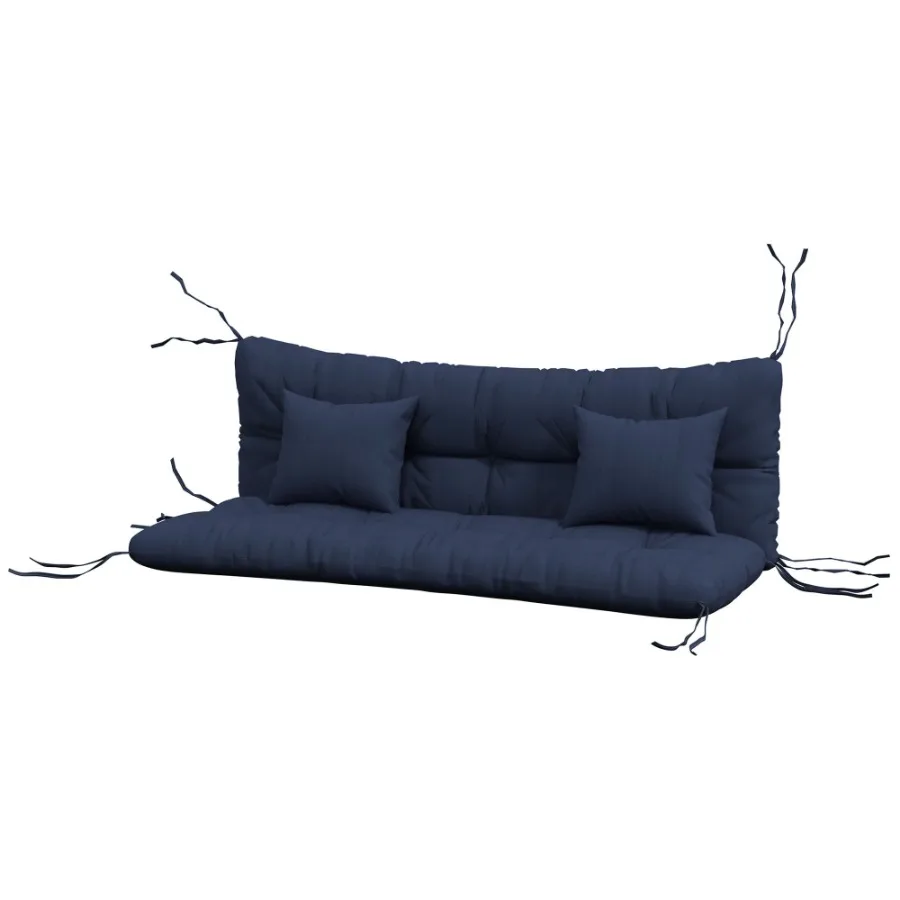 

Tufted Bench Cushions Throw Pillows Outdoor Replacement Bench Seat Pad Back Cushion 2 Pillows Blue