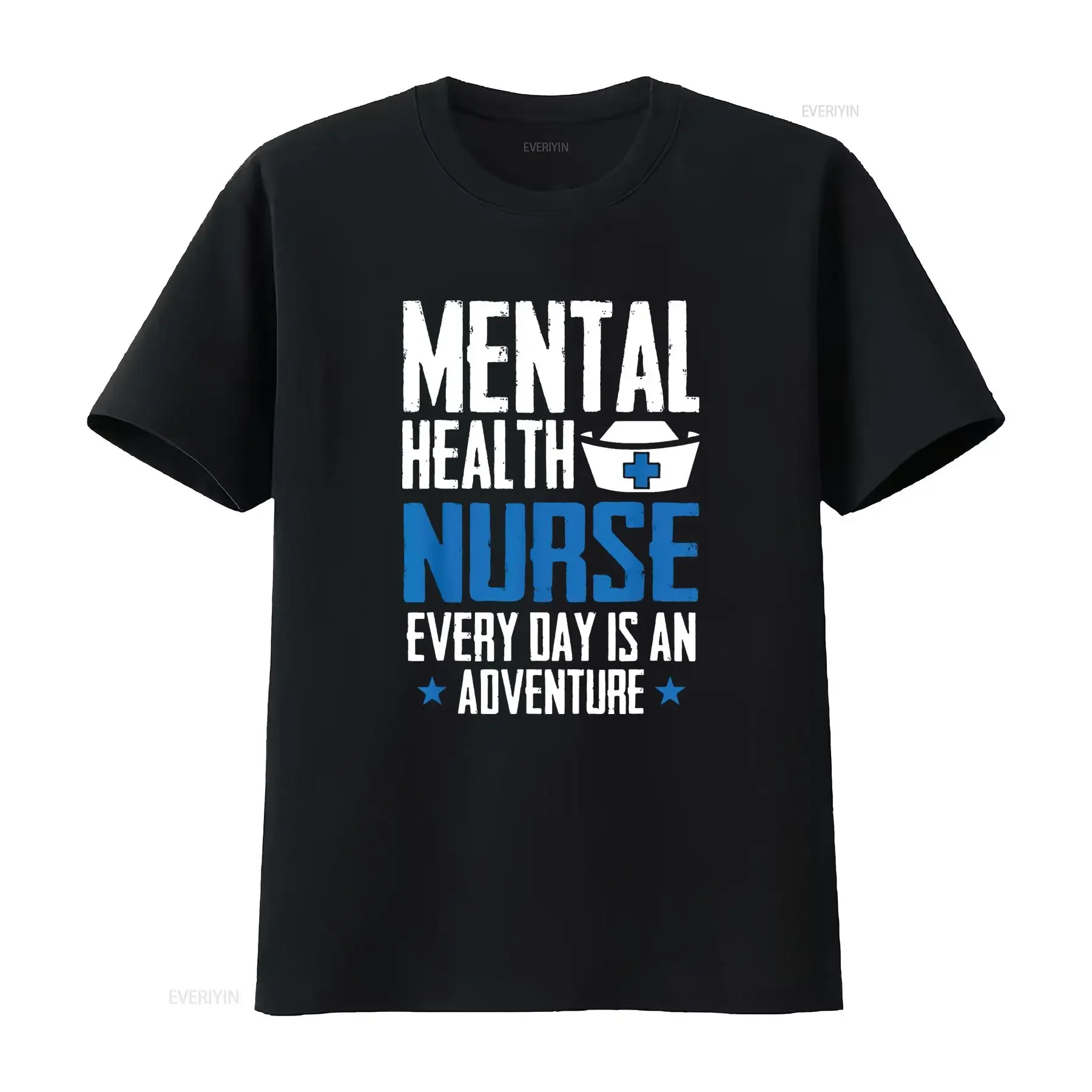 Womens Mental Health Nurse Every Day Is An Adventure Psych T Shirt Black vintage Washed fashion Casual streetwear Soft Stylish