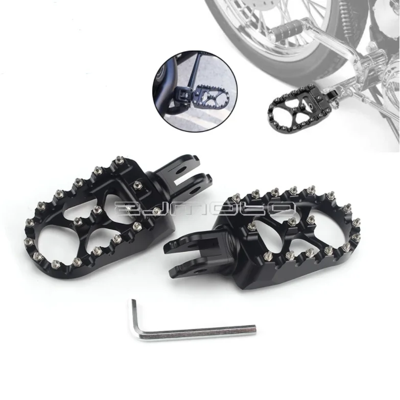 Black Motorcycle Foot Pegs Rest Wide MX Style For Harley Softail FLDE FLFB FLHC FLSB FLSL FXBB FXFB FXLR FXDR 2018-Up B