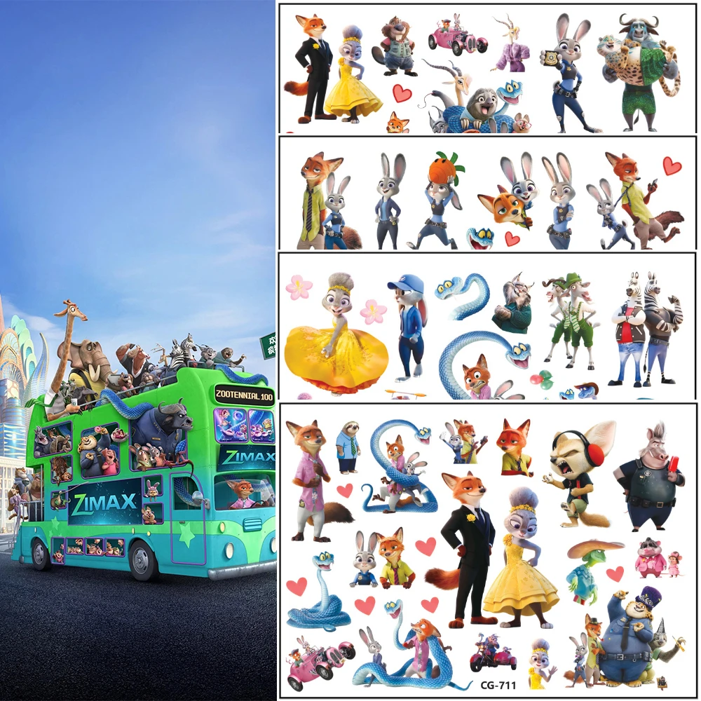 

1PCS New Cartoon Disney Zootopia 2 Judy Nick Temporary Tattoo Stickers For Body Art Tattoo Party Birthday Gift Stickers