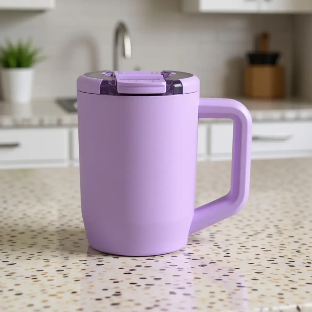 

15oz 100% Leak Proof Insulated Coffee Mug with Handle & Lid - Stainless Travel Mug - Double Walled Coffee Cup (Lavender)