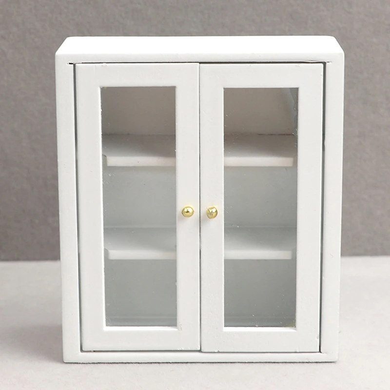 Branco Wall Cabinet Hanging Storage Organizer, Dollhouse Miniatura, Móveis, Decoração Toy, Armário, 1:12