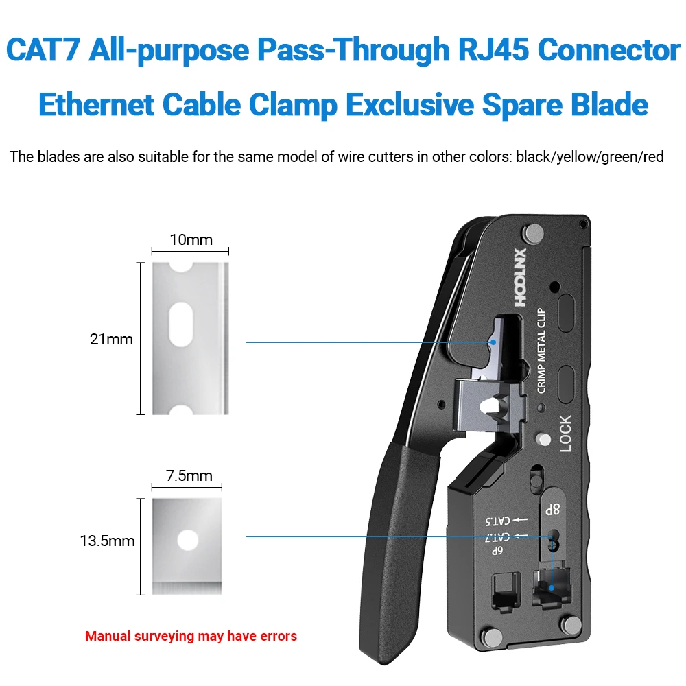 HOOLNX ใบมีดทดแทนอเนกประสงค์สําหรับ CAT6/CAT6A/CAT7 มาตรฐานและผ่านสายเคเบิลเครือข่าย CRIMPING เครื่องมือ