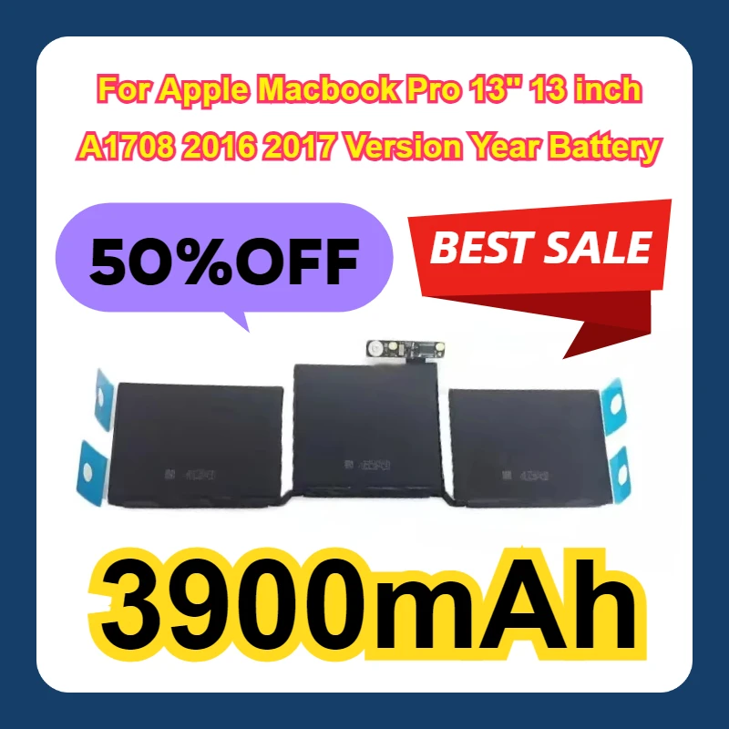 

3900mAh A1713 For Apple Macbook Pro 13'' 13 inch A1708 2016 2017 Version Year Battery