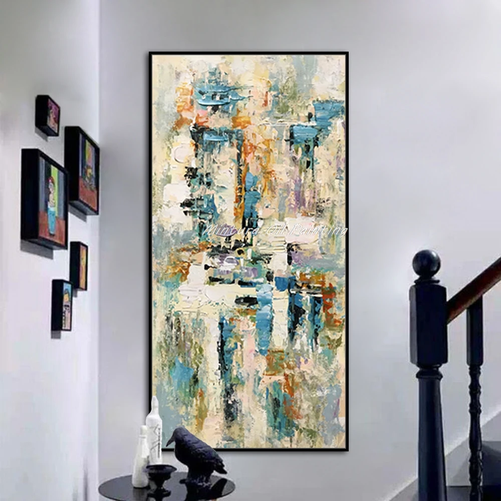 Mintura,Handmade Palette Knife Abstract Oil Painting on Canvas Modern Home Decor Wall Art Picture Texture Poster Room Decoration