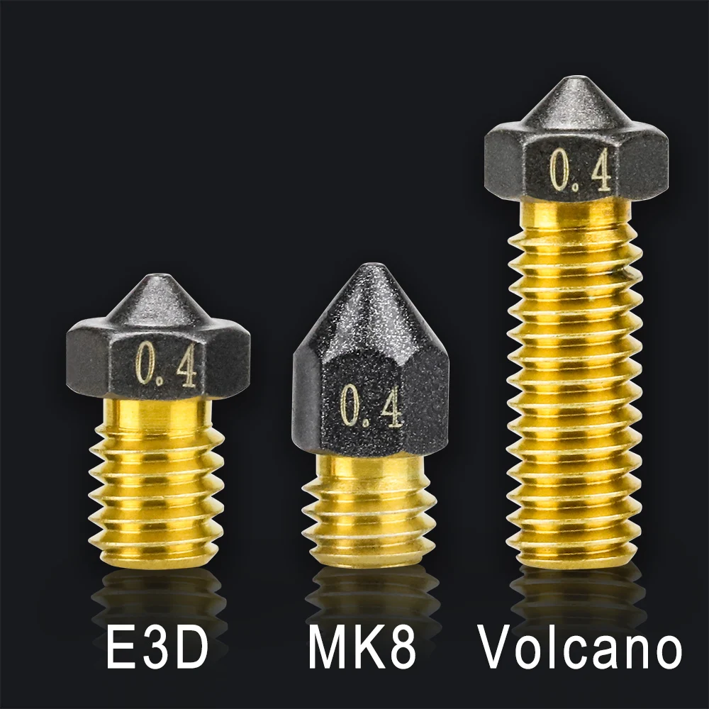 2PCS MK8/E3D/Volcano Brass PTFE Nozzle Coating Non Stick Filament 0.2/0.3/0.4/0.6/0.8/1.0mm For 3D Printer Ender 3 envio gratis