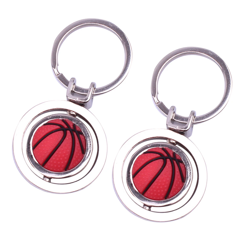 

2pcs Rotary Balls Keychains Sports Fan Gift Key Ring Bag Pendant Decorative Souvenir Present Simulation Key Chain Adorable