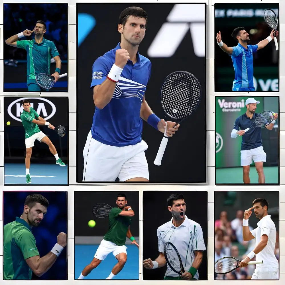 Affiche autocollante en papier imperméable pour athlète N-Novak Djokovic, décoration murale pour café, Bar, salle