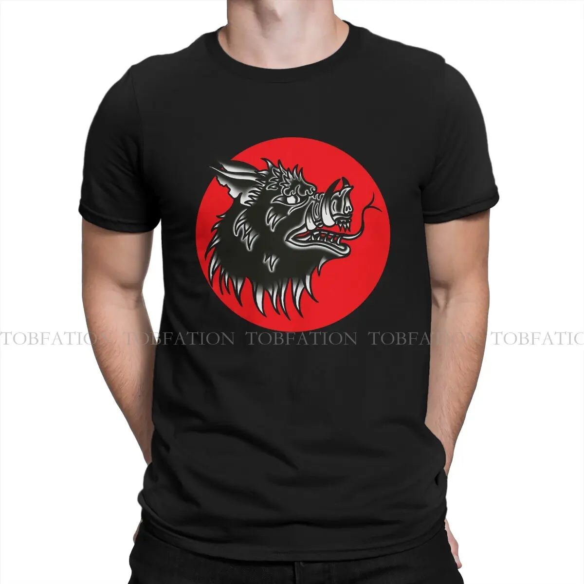 Pig Animal TShirt for Men Wereboar And A Blood Moon Humor Casual Tee T Shirt High Quality Trendy Fluffy