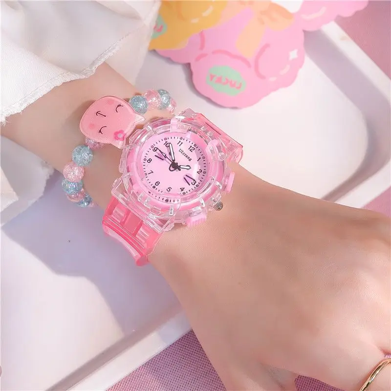 Kids Watch Kindergarten Lovely Rainbow Children's Watch Cartoon Boy and Girl Quartz Casual Glow Watch Christmas Gift