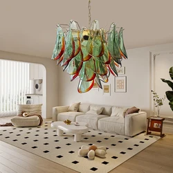 Nordic Vintage Green Glass Ceiling Chandelier Lights Designer Classic Hanglamp Lustres Lampara for Living Room Decoration
