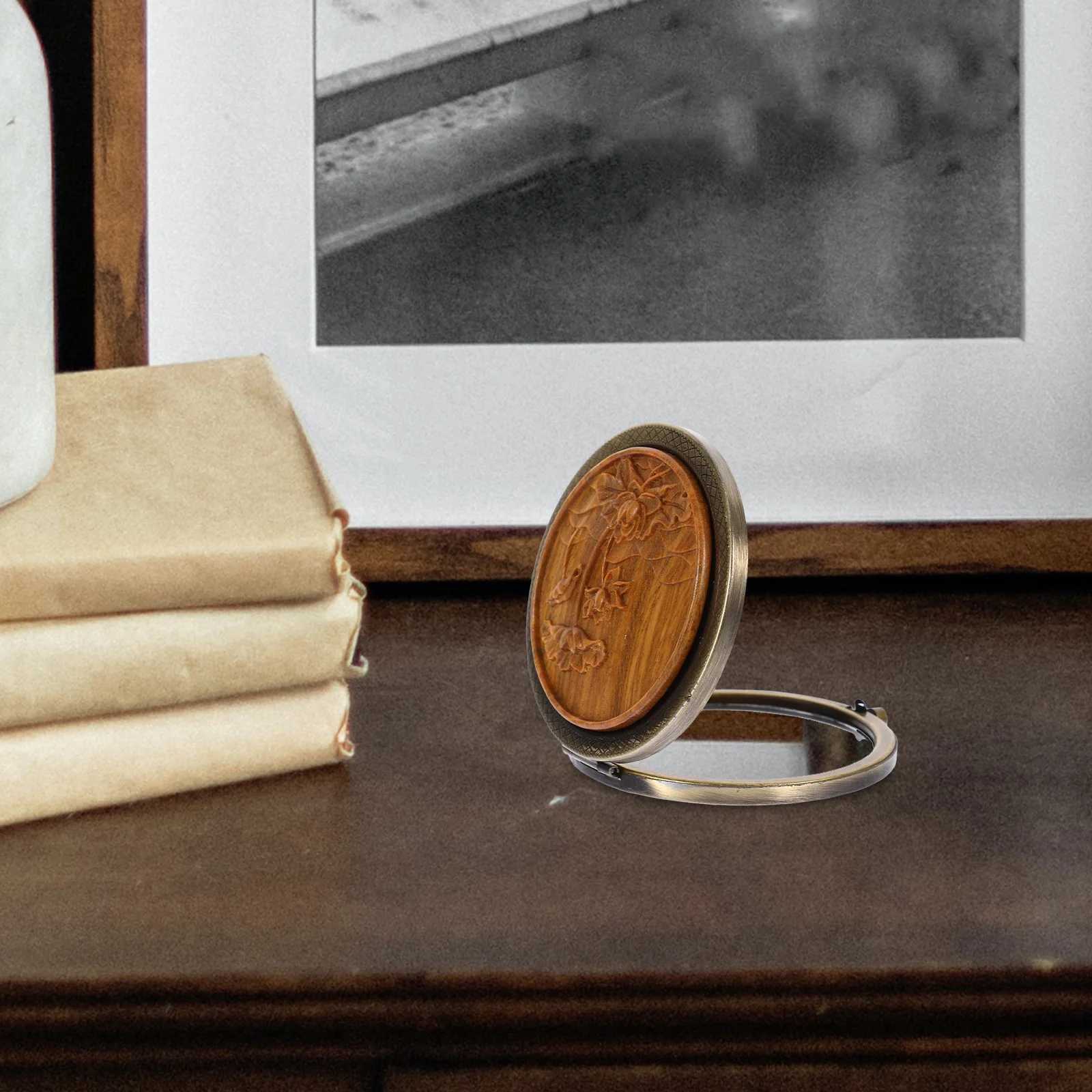 Tragbarer doppelseitiger kleiner runder Spiegel im chinesischen antiken Stil, schickes Design für Reisen, Geldbörse, Geschenk, Abschlussfeier, Hochzeit