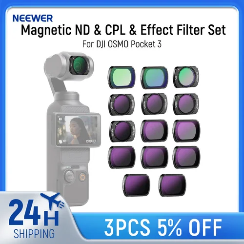 NEEWER Juego de filtros magnéticos ND, CPL y efecto para DJI OSMO Pocket 3, paquete de 14 CPL ND8/16/32/64/128/256/1000 ND8/PL ND16/PL ND32/PL
