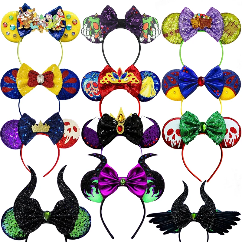 Disney Snow White Ear Headband for Adults Evil Queen Hairbands Women Poison Apple Skeletal Headwear Girls Party Hair Accessories