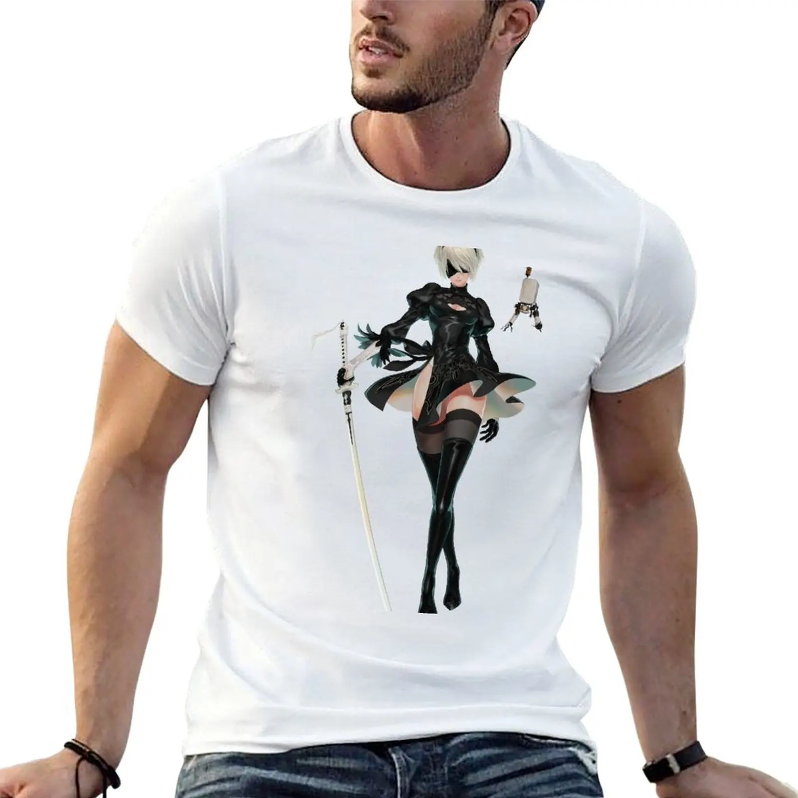 Nier Automata 2B T-Shirt valentines boutique clothes anime t shirts for men graphic