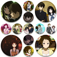 Anime Hyouka HD Print Badge Houtarou Eru Chitanda Tomoe Cartoon Brooches Round DIY Creative Pins on Backpack Accessories Gifts