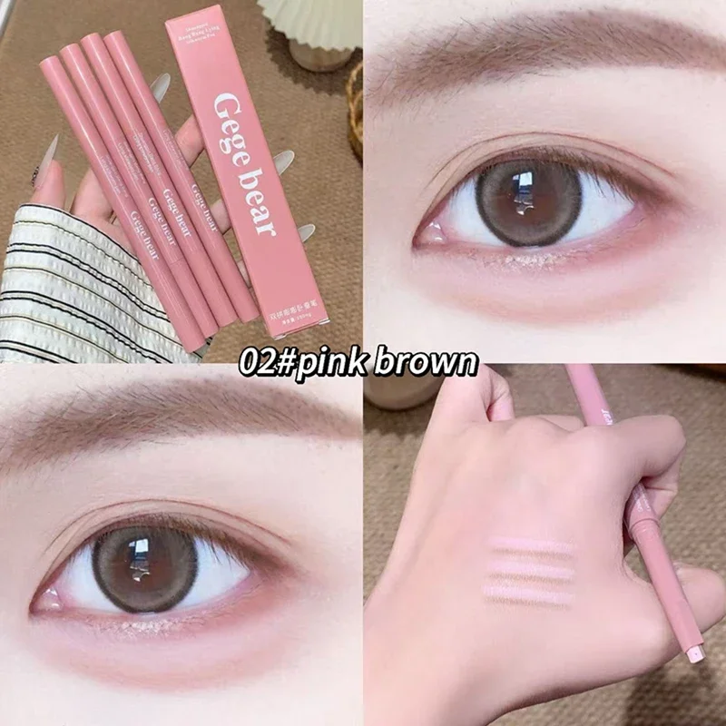 Bicolor Aufhellender Aegyo Sal Stift 2-in-1 Nude Pink Unter-Augen-Highlighter Schattenstift Natürlicher Lying-Silkworm-Kontur-Augen-Make-up-Stift – Detail 6