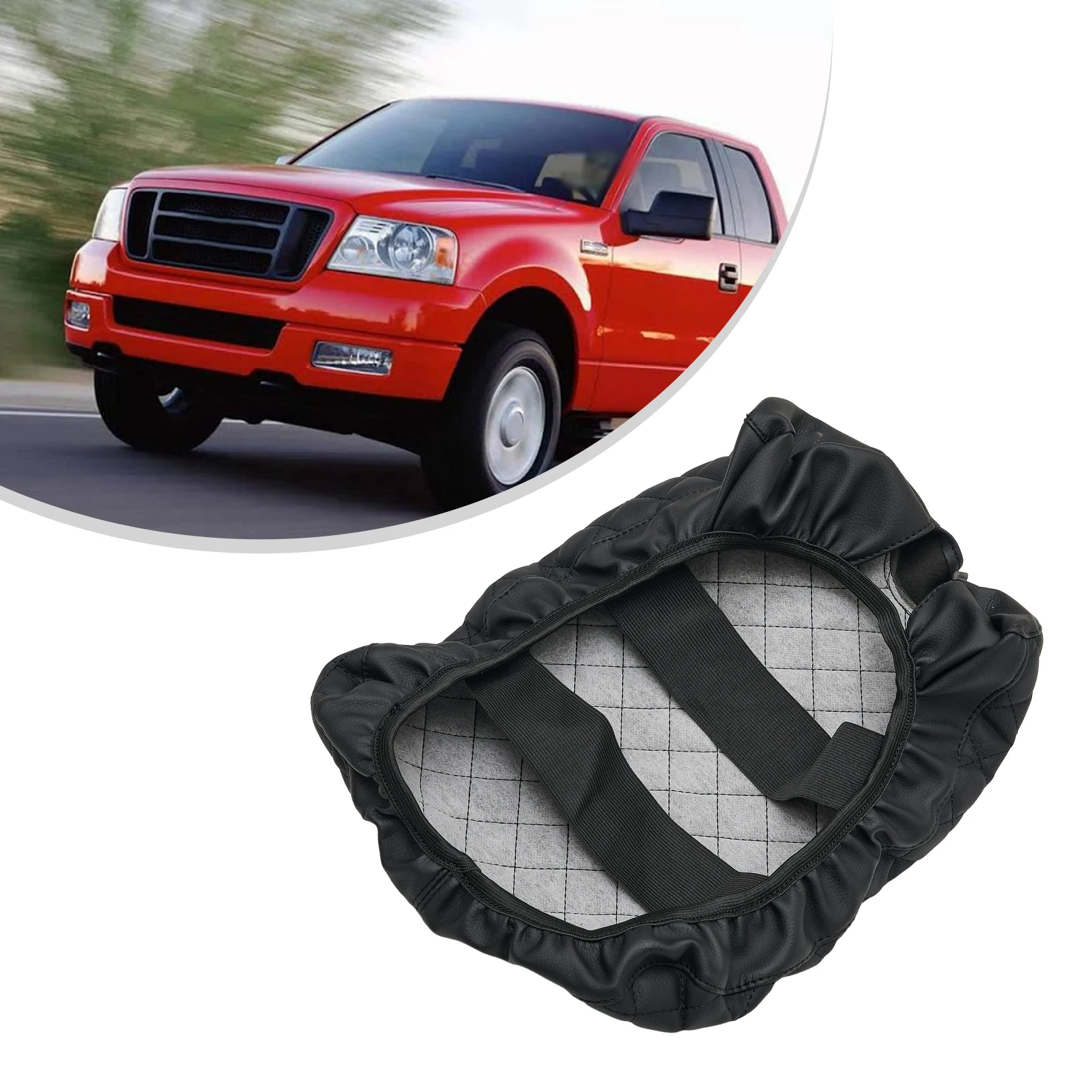 Waterproof and Resilient Armrest Cover for Ford F150 F250 F350 1522, French Double Seams, Scratch Resistant Microfiber Leather