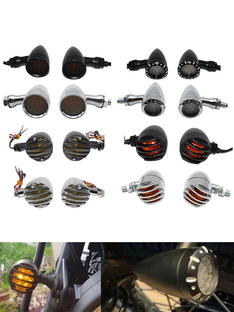 Uniwersalne motocyklowe światło LED 12V do kierunkowskazów i stopu, lampa sygnalizacyjna 10mm do Harley Chopper Cruiser Cafe Racer Custom, pasuje do Hondy — 2