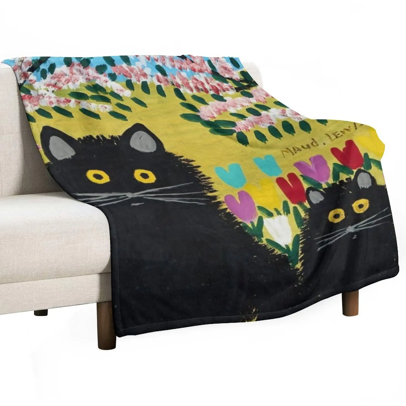 Three Black Cats - Maud Lewis Throw Blanket warm for winter For Decorative Sofa Comforter Decorative Sofa Blankets