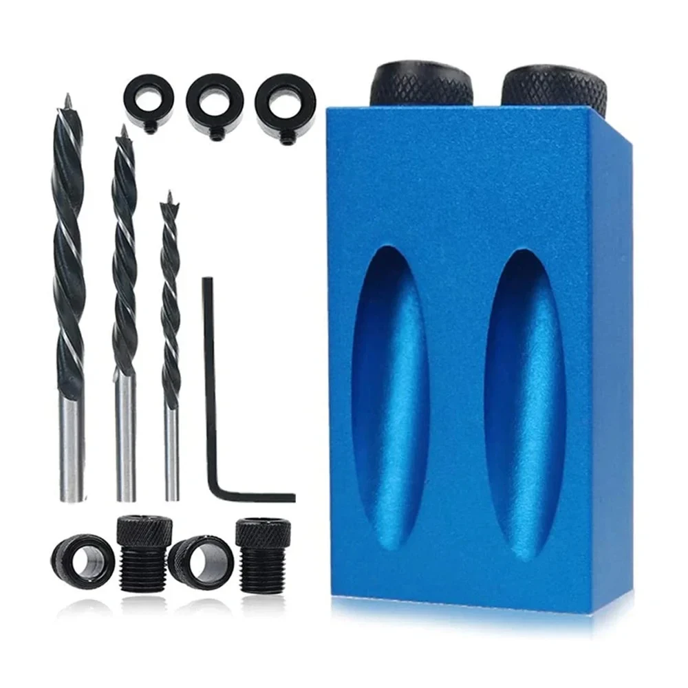 

7/14Pcs Woodworking Oblique Pocket Hole Locator Jig Kit 15 Degree Angle Drill Guide Set Hole Puncher DIY Carpentry Tools Drill