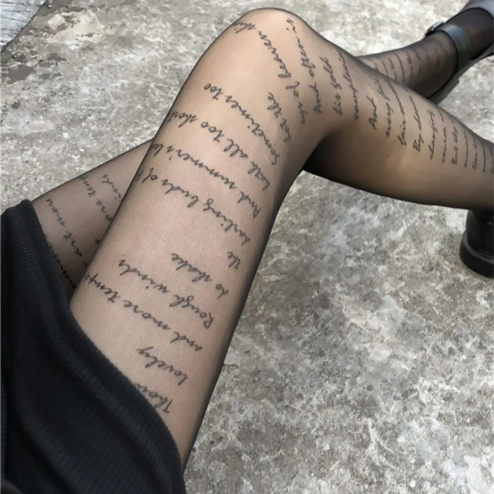 Letter Stockings Nightclub Party Accessories JK Sexy Diamonds Fishnet Tights Women Pantyhose Printed Designer Tights image 5