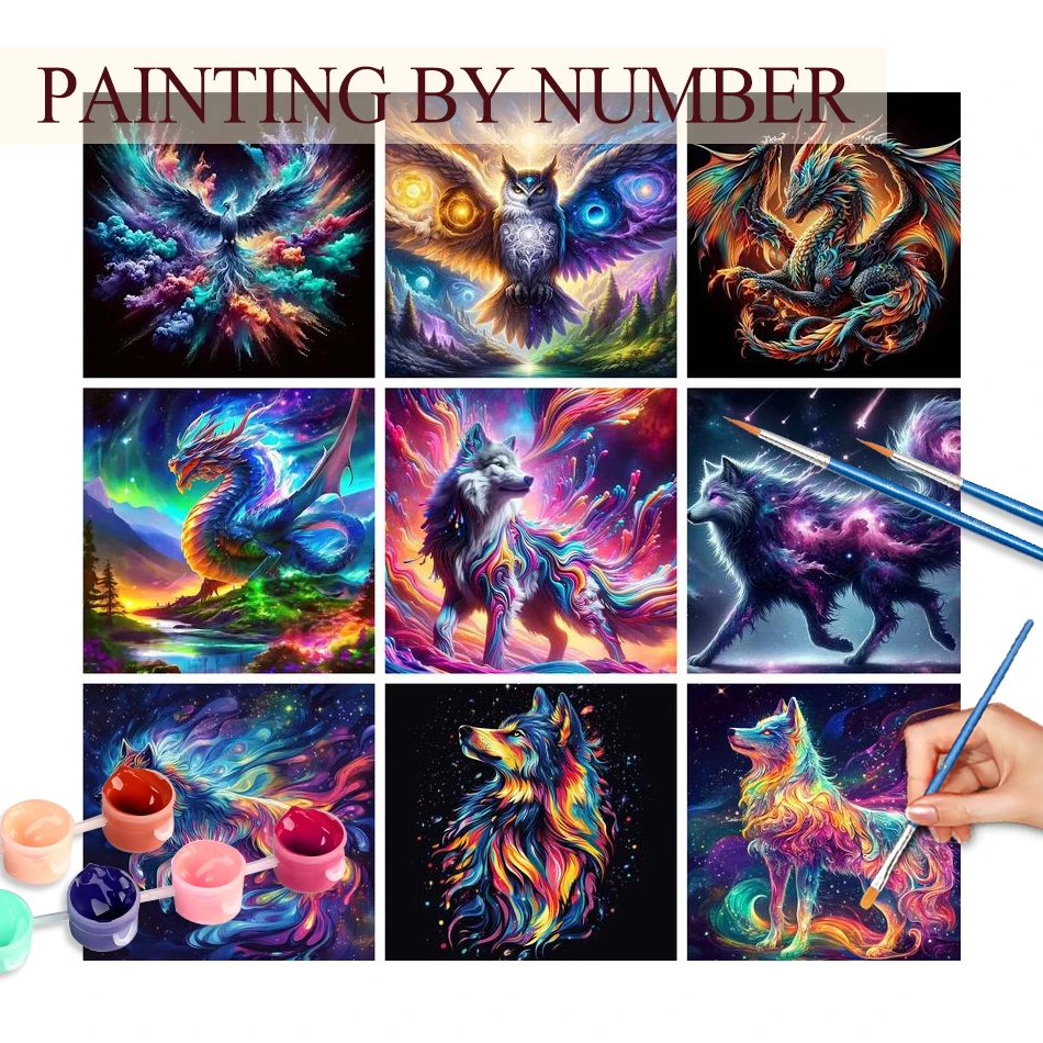 

GATYZTORY Oil Painting Picture By Number Children Colored Dragon Handpainted Kits On Canvas Draw Painting For Home Decor Art