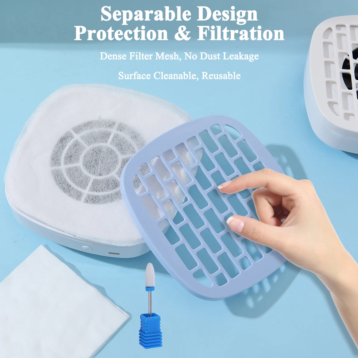 مجمع غبار الأظافر المحمول - مكنسة مانيكير منخفضة الضوضاء، شفط قوي لصالونات الأظافر وإزالة غبار طلاء الجل المنزلي #6