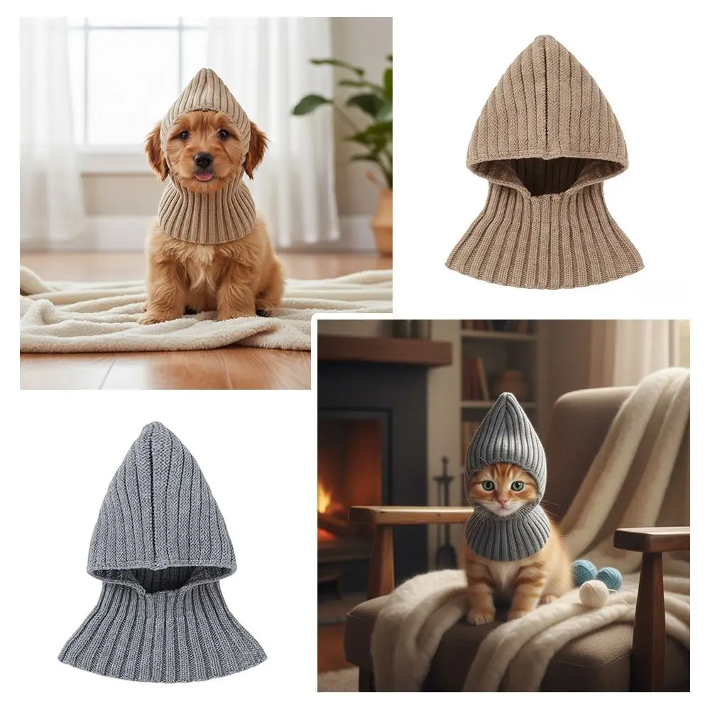 Head Cover Solid Color Knitted Pet Hat Soft Material Knitted Design Dog Hat Warm Fabric Fashion Style Cat Hat Pet Accessories