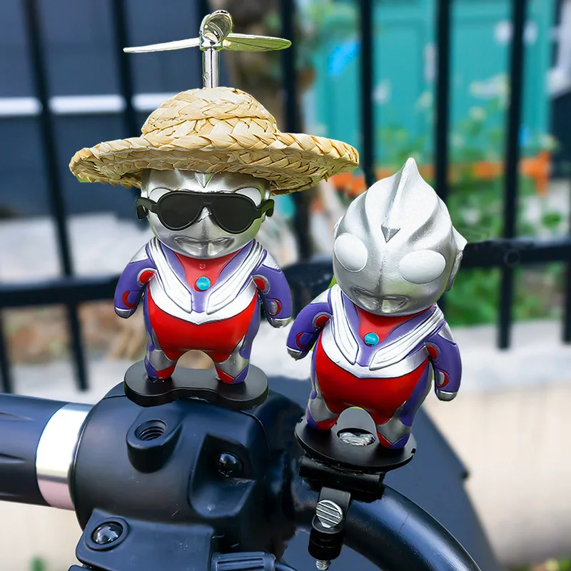 Anime Cute Q-Version Ultraman Fat Figurines Series Ornament Electric Bike Motorcycle Helmet Decorative Models  Birthday Gifts