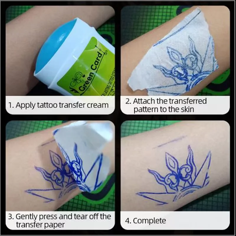 مجموعة جل نقل الوشم مع زجاجة رغوة صابون الطحالب الزرقاء ومجموعة ورق نقل الوشم لملحقات الفنانين المبتدئين