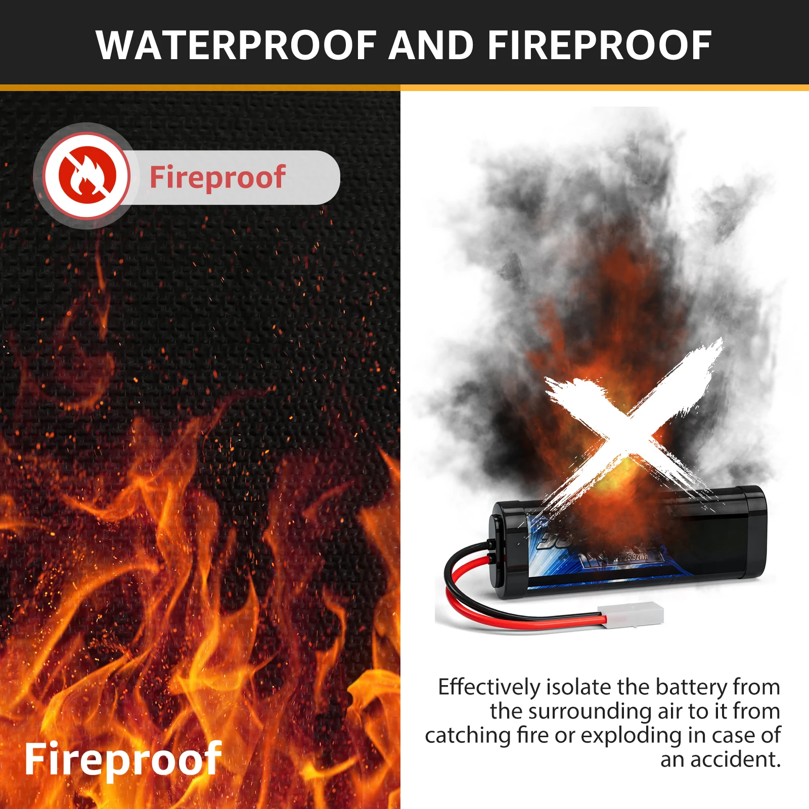 2Pcs Lipo Battery Bag Fireproof Lipo Guard Safe Box 185 x 75 x 65 mm Explosionproof Small Charging Case  for rc Storage, Lithium