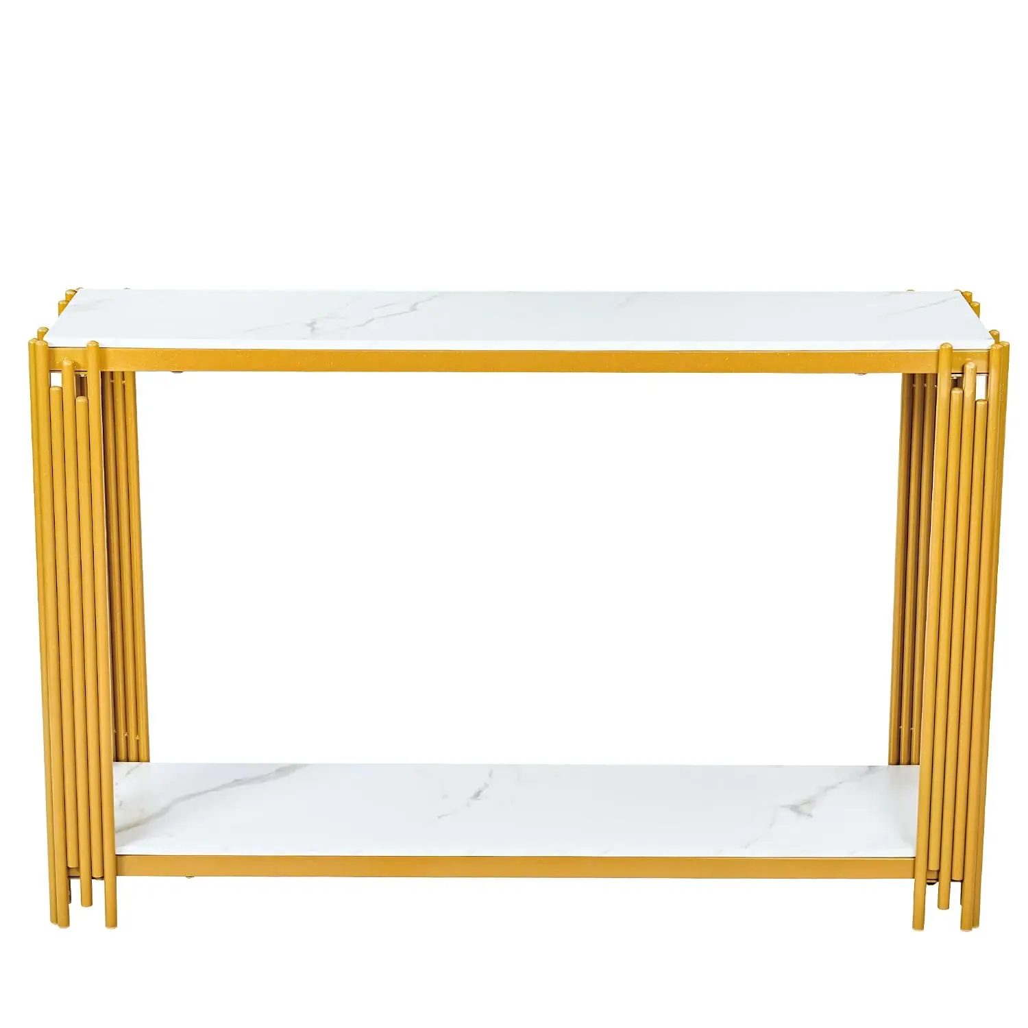 Marble Console Table Gold Metal Legs Rectangular Faux Entryway Modern Luxury Wood Sofa Table Living Room Small Space, Customized view 5