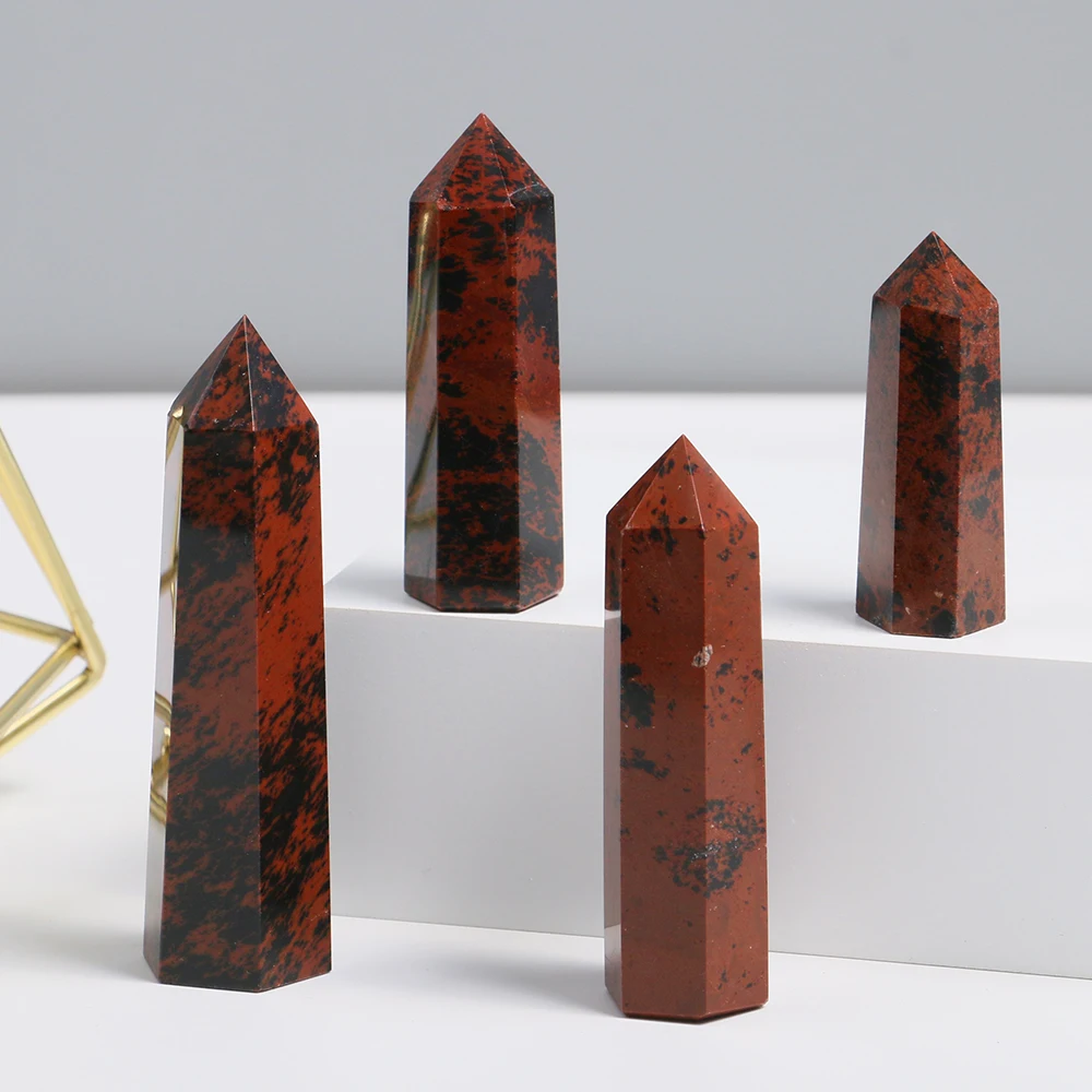 

Mineraali 4-8cm Natural Red Obsidian Gems Tower Hexagonal Crystal Point Column Reiki Obelisk Wand Ornament Room House Decoration