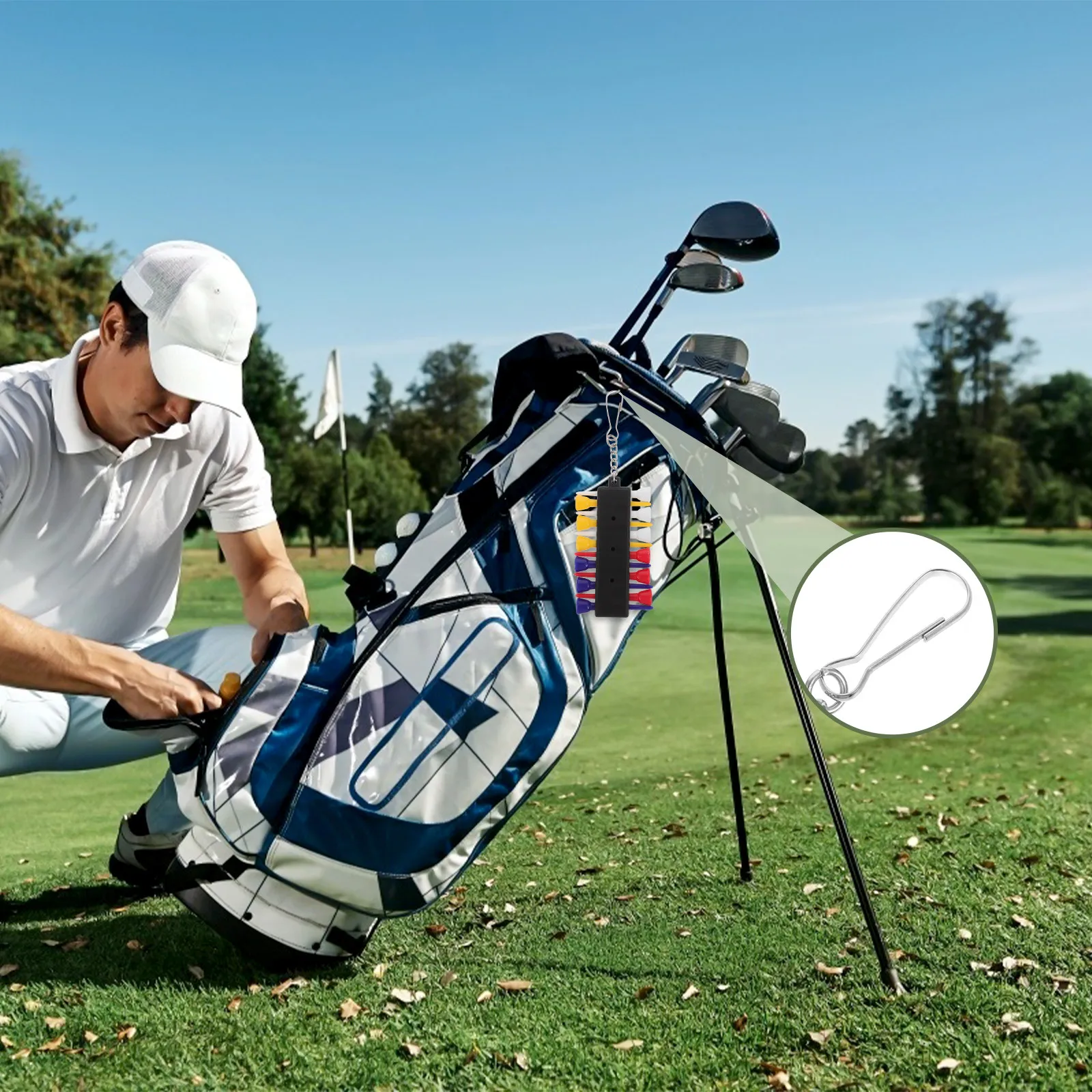 

2 комплекта пластиковых держателей для гольф-ти, портативный компактный держатель для гольф-ти, легкий держатель с крючком, аксессуар для гольфа