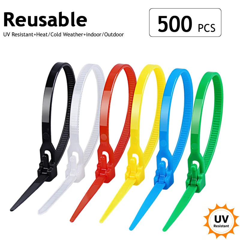 50/500pcs Wire Ties Workshop Adjustable For Home & Office Garden Cord Management Zipties Self-Locking Plastic Nylon Cable Ties