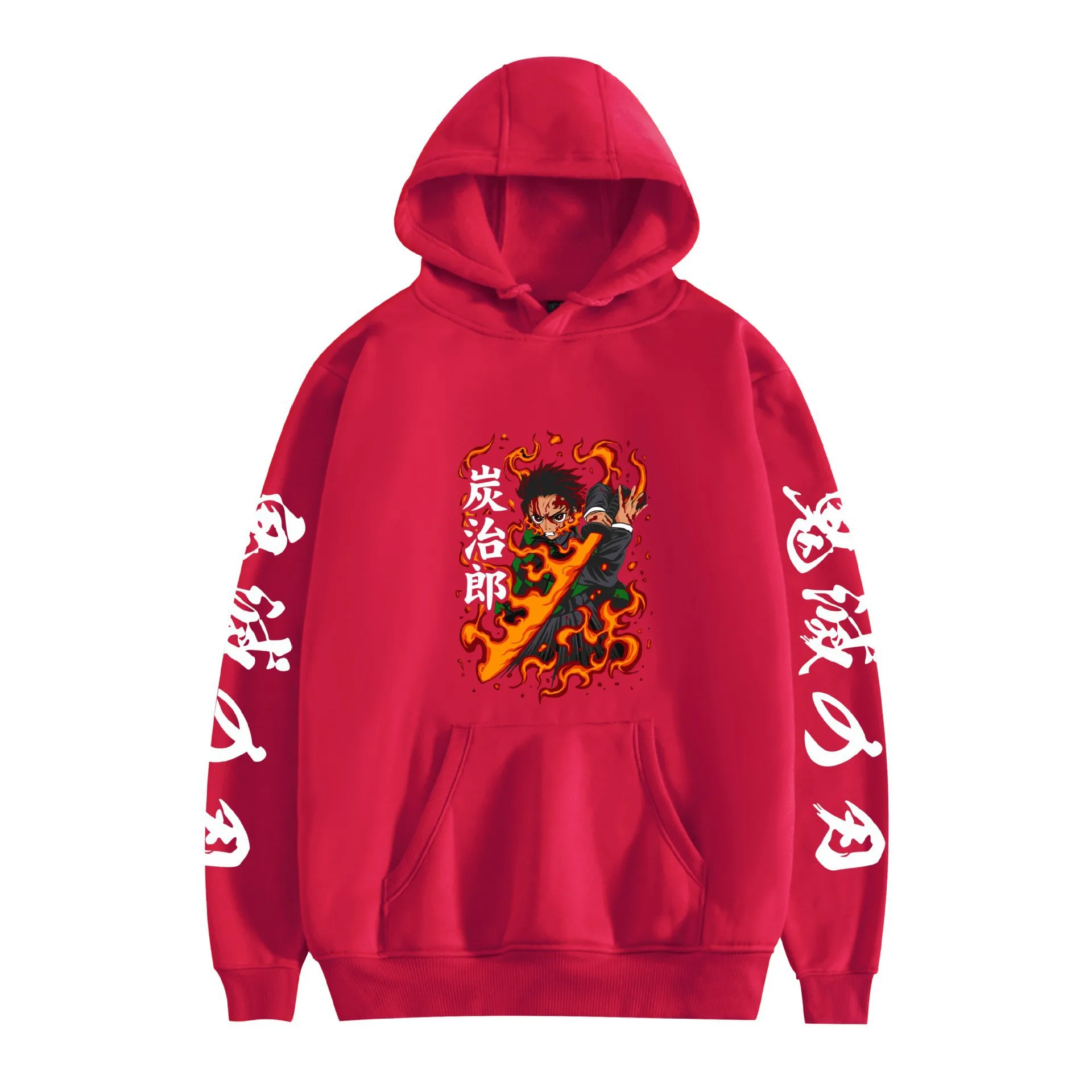 

Fleece Ghost Slayer Cartoon Japanese Anime Demon Slayer Loose Hooded Sweater Hoodie Men